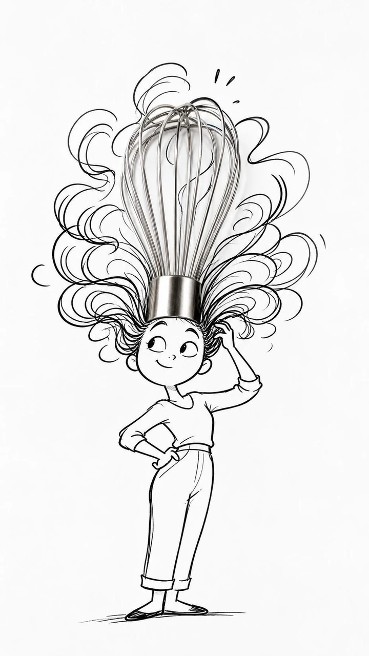 A reusable creative template for combining a real everyday object with expressive black ink cartoon line art on a clean white studio background, creating humorous visual puns and object illusions.