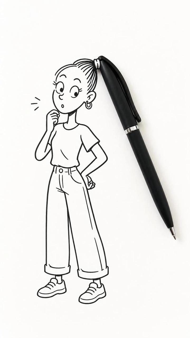 A reusable creative template for combining a real everyday object with expressive black ink cartoon line art on a clean white studio background, creating humorous visual puns and object illusions.